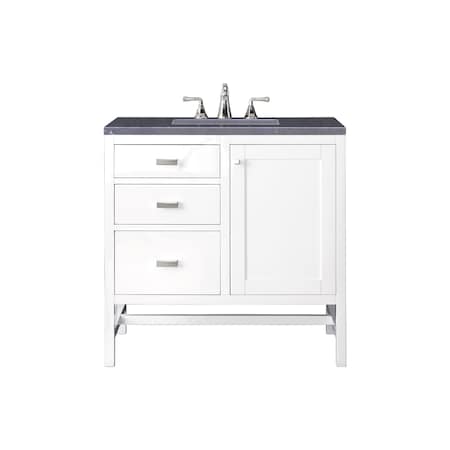 James Martin Vanities Addison 36in Single Vanity, Glossy White w/ 3 CM Charcoal Soapstone Quartz Top E444-V36-GW-3CSP